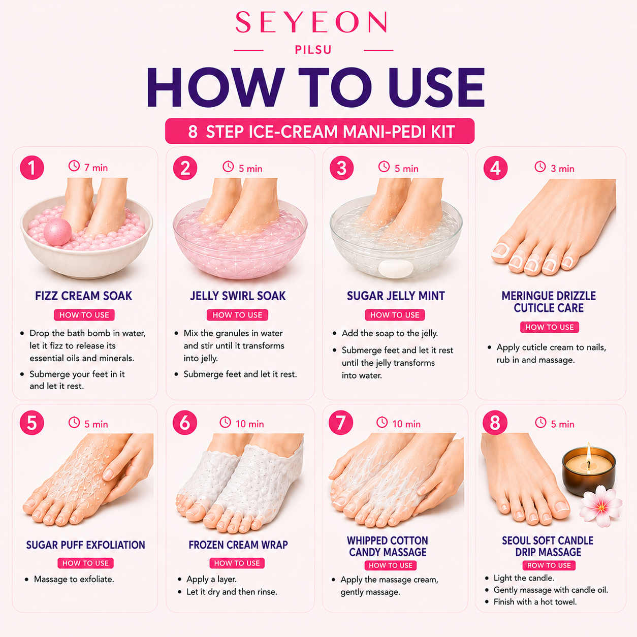 8 Steps Korean Glow Ice-Cream Mani-Padi Kit